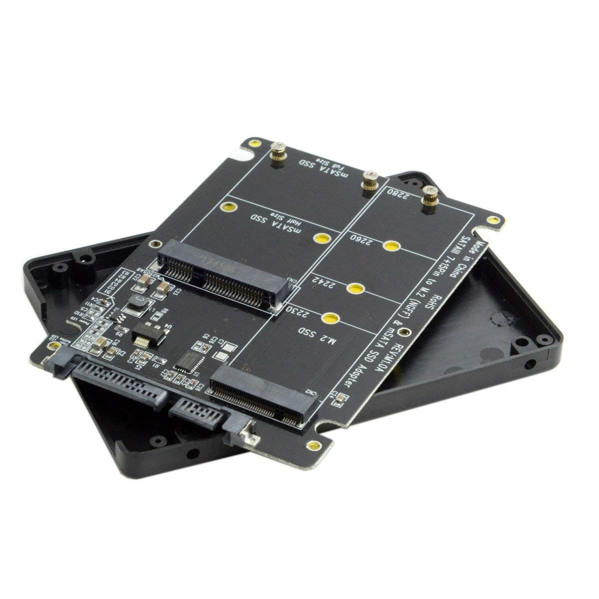CY 2 in 1 Combo M.2 NGFF B-Key & mSATA SSD to SATA 3.0 Adapter Converter Case Enclosure