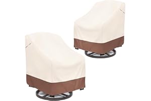 okcool Outdoor Swivel Chair Cover 2 Pack, Patio Chair Covers Waterproof Clearance, (30" W x 34" D x 38.5" H) Lawn Furniture Covers, Beige & Brown