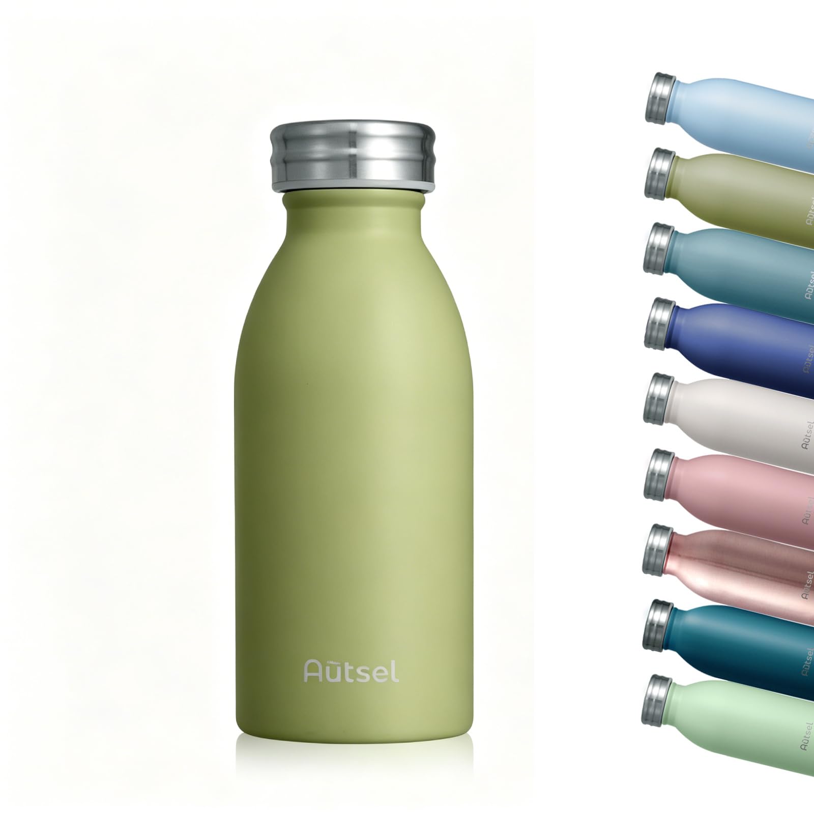 Autsel Stainless Steel Water Bottle 350ml Double Walled Vacuum Insulated Metal Water Bottle Leakproof Sports Flask Bottle BPA Free