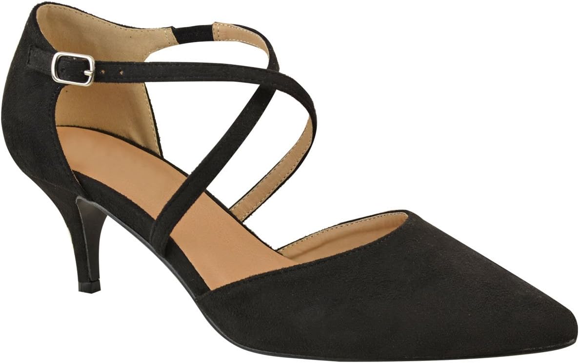 Fashion Thirsty Heelberry Womens Ladies Low Kitten Heel Party Prom Strappy Court Shoes Bridal Sandals Size