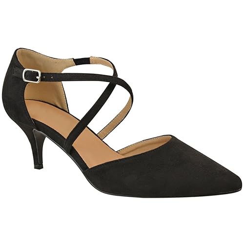 ladies black kitten heel shoes