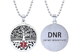 RENYILIN Stainless steel tree of life medical alert ID emergency first aid necklace