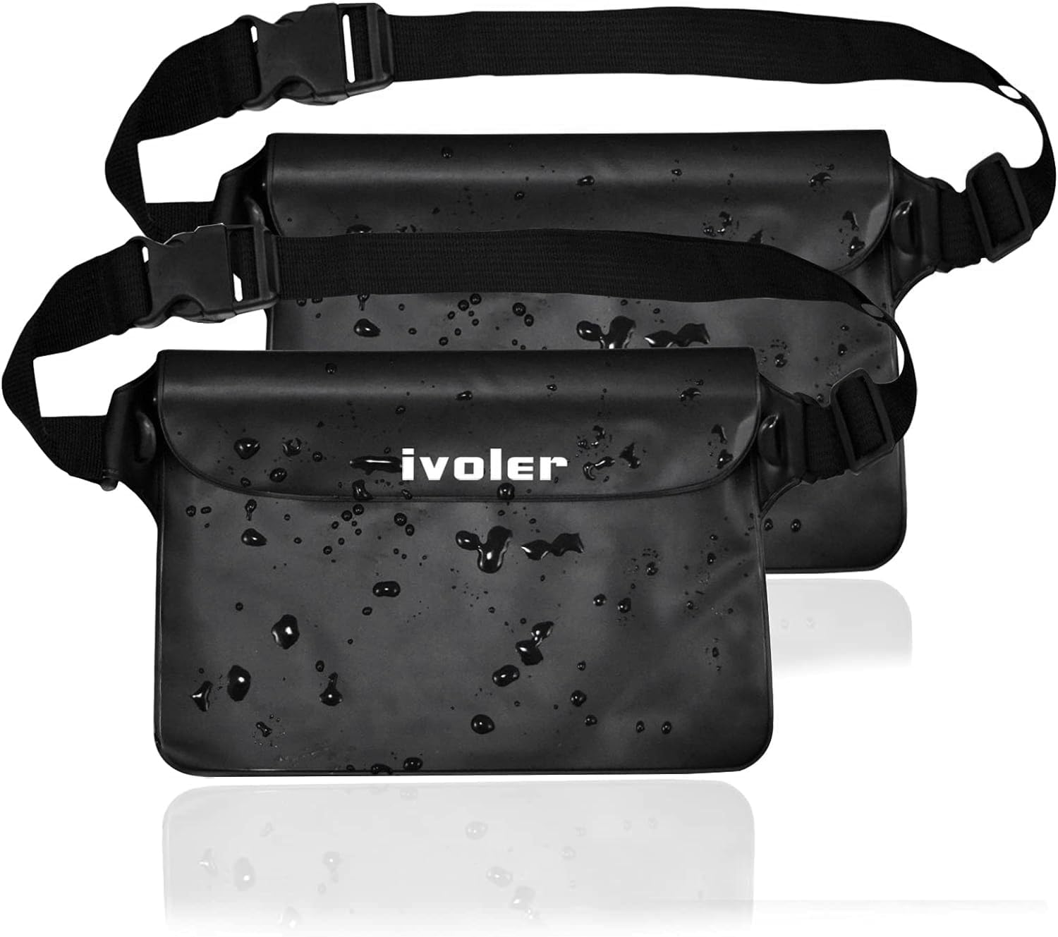 ivoler Waterproof Pouch Bag, 2 Pack Universal Waterproof Case Dry Bag for Beach,Swim,Boating,Kayaking,Hiking,Protects iPhone Phone, Camera, Cash, Document from Water, Sand, Snow.(Black+Black)