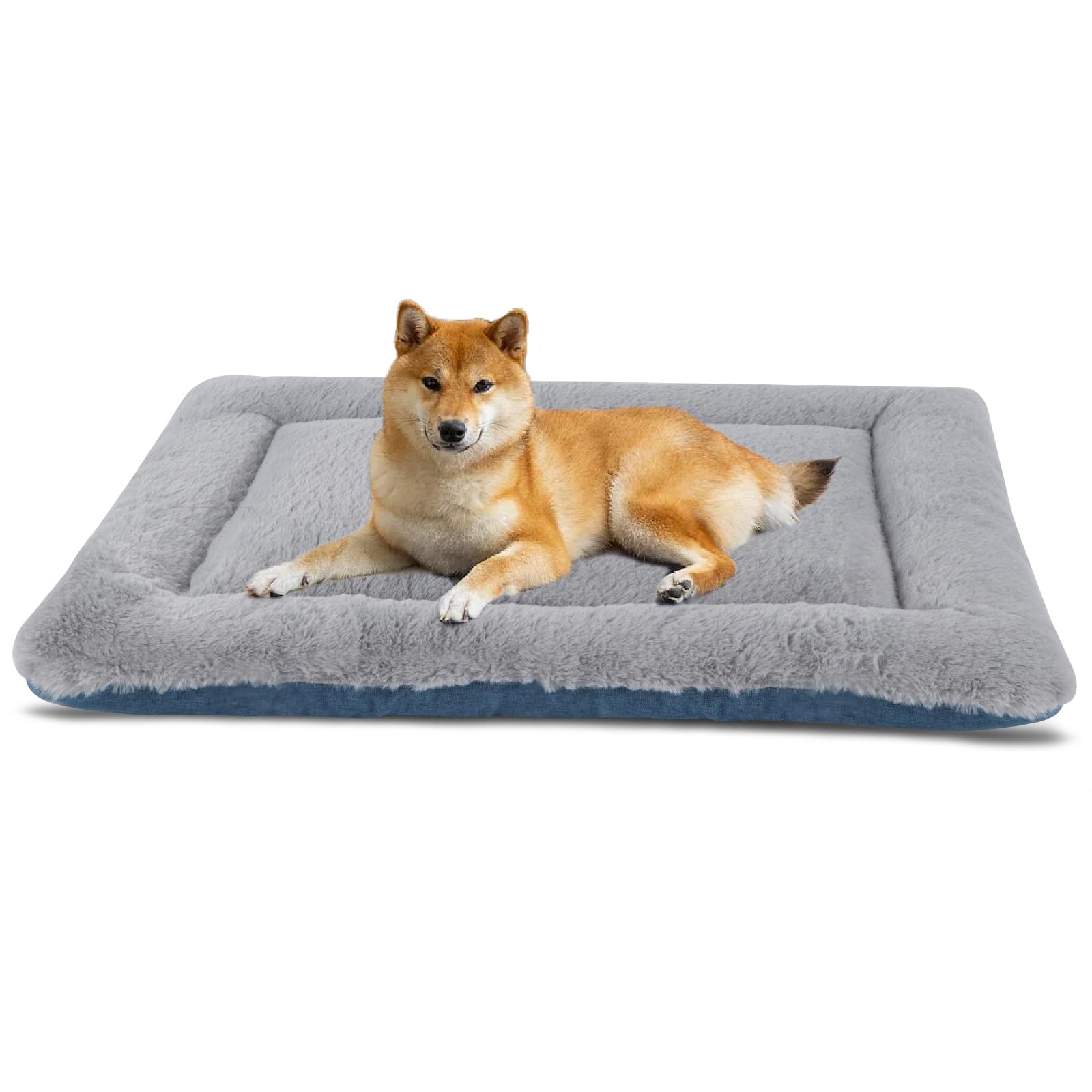 IEUUMLER Dog Bed Mat, Dual Purpose Washable Cushion, Soft Premium Plush Dog Crate Mat, Mattress for Small/Medium/Large Dogs and Cats FC014 (Grey and Blue, M(76 * 50cm)) — image 1