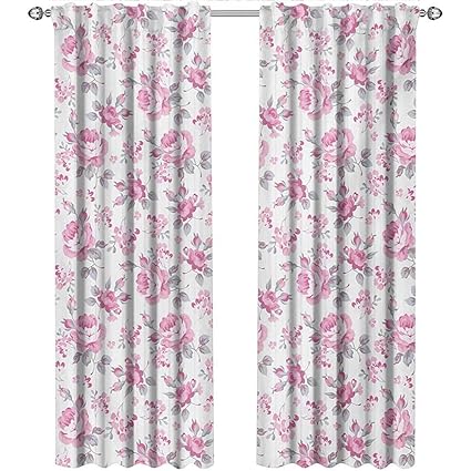 Amazon Com Shabby Chic Curtains Insulated Thermal Pink Roses