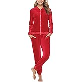 Totatuit Velour Tracksuit Womens Sweatsuit Set Long Sleeve Zip Up Jacket & Drawstring Sweatpants Outfit