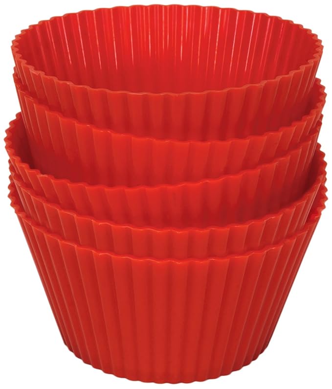 Philips HD9909/00 Silicone Muffin Cups Reusable, Airfryer Red Pack of 5