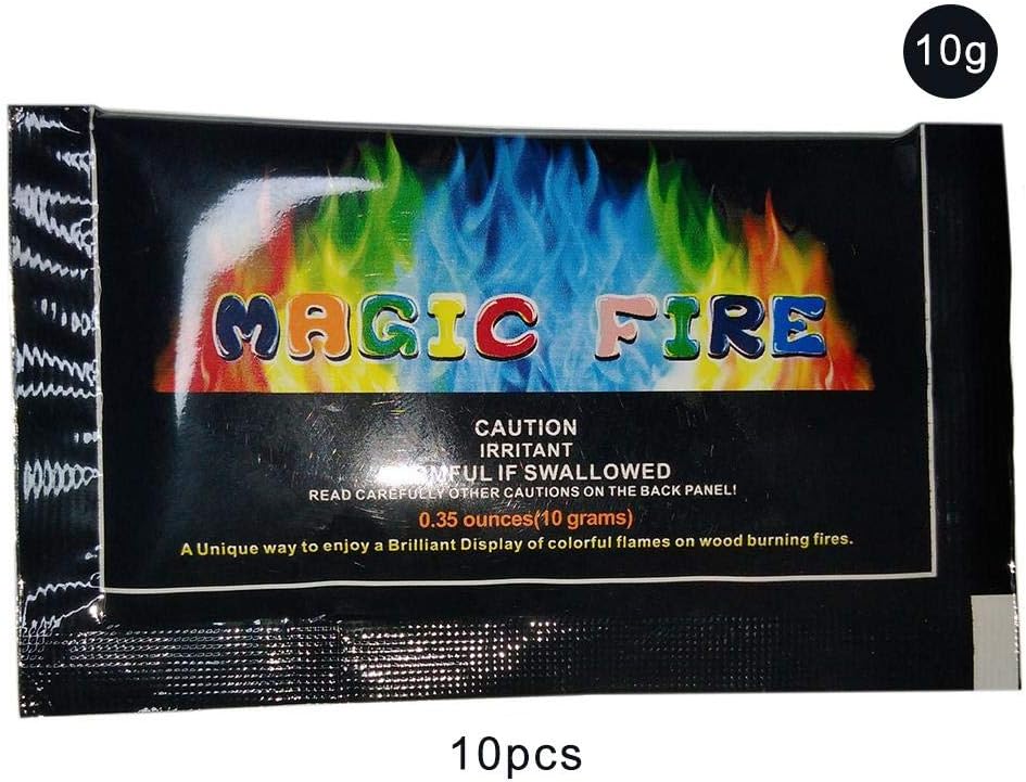 Destinely Ultimate Flames, Magic Flames, Colored Flames, Long Lasting Campfire Flames, Wood Burning, Brilliant Colors, Safe Fire Colorant, No Mess, Indoor and Outdoor Use, 10 pcs