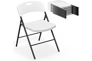 VINGLI Folding Chairs, Plastic Foldable Chair, Capacity up to 350 lbs, Portable Seating for Indoor Outdoor Events Parties Camping Work School Commercail (6, White)
