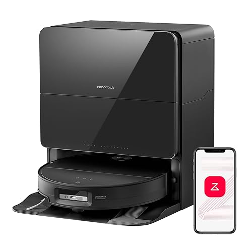 roborock Saros 10 Robot Vacuum Cleaner 22,000 Pa, 3.14-Inch Ultra Slim, Zero-Tangling, AI 3.0 Obstacle Avoidance, Auto Detachable Mop, 80°C Mop Washing, Hot Water Dock Self Cleaning (Black)