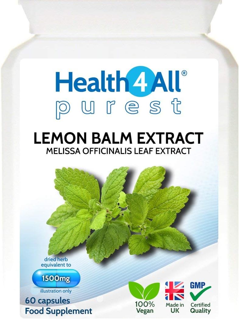 Health4All Lemon Balm Extract 1500mg per Capsule, 60 Capsules 2 Months Supply