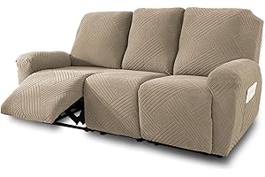 NORTHERN BROTHERS Recliner Couch Cover, Stretch Recliner Sofa Covers 3 Seater, Machine Washable Reclining Couch Covers, Furniture Protector Sofa Recliner Cover for Dog Kid, Khaki