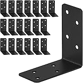 20Pcs L Bracket ,3"x3"x1.5" Heavy Duty Corner Brace,2mm Steel Shelf Bracket,Black Joist Right Angle Brackets，90 Degree L Shap