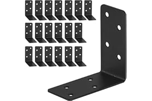 YVHFWOY 20pcs Heavy Duty 3x3x1.5in Steel L Bracket - Black 90 Right Angle Joist Shelf Brackets for Furniture & Timber