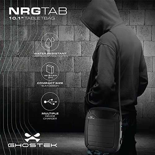 Ghostek NRGtab Series Best 10.1” Tablet Bag Carrying Travel Shoulder Business School + 16000mAh Battery with Power LED Indicator + 3 USB Ports | Water Resistant | iPad, Galaxy Tab, Amazon Fire (Black) - Thumbnail 5