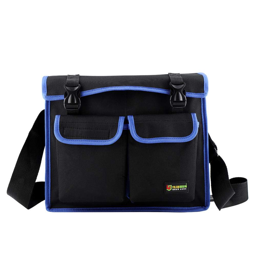 Tools Shoulder Bag Vertical Pockets Thickened Oxford Cloth Storage Tools Bag with Adjustable Shoulder Strap and Handle Strap for Electrician Engineers Plumber Mechanic Cable Rep