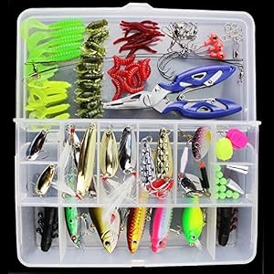 Origlam Kit De Jeu De Leurres De Très Amusant, Kit D’appâts De Pêche Portable Pour Eau De Mer Et Eau Douce Avec Boîte D’accessoires, 101 Pièces