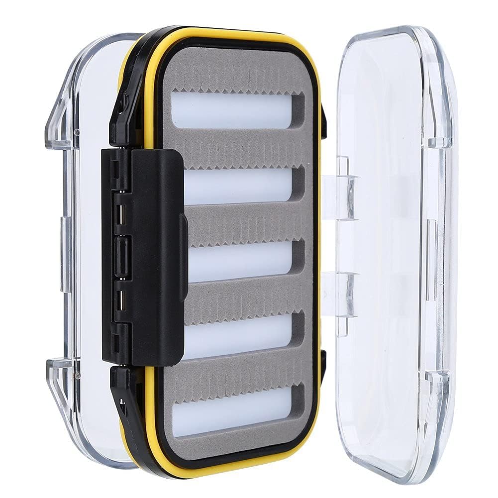 103x73x33mm/4.05x2.87x1.29 inch Fly Fishing Box, Plastic Water Proof Two Sided Fishing Case Transparent Foam Fish Lures Box Lightweight Fish Tackle Trays Fly Holder Storage Case (A-Jag)