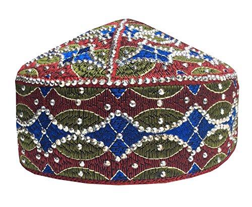 NDA Kufi Muslim Hand Made Stone Cap Men s Koofi Pakistani Topi Hat Beaded