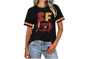 ALLTB Football Shirt for Women Game Day Shirt Football Heart T-Shirt Sports Season Short Sleeve Tops