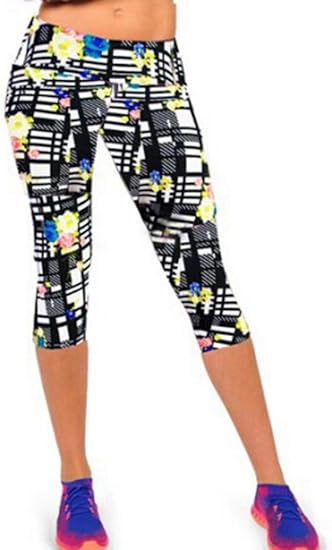 Amazon Xiang Ru ヨガパンツ スポーツタイツ スパッツ タイツ ミディアムパンツ 七分丈パンツ レディース 花柄 オシャレ ハイウェスト ジム ストレッチ 美脚効果 靴下 ストッキング 通販