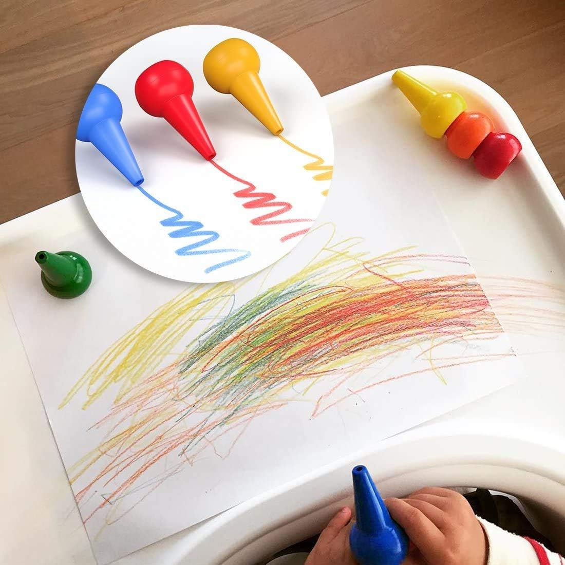 Baby Crayons 12 Colors Finger Crayons Painting Pencil Sticks Washable for Toddlers,Kids,Children,Boys and Girls,MeteorShower Safety and Non-Toxic Stackable Crayons: Office Products