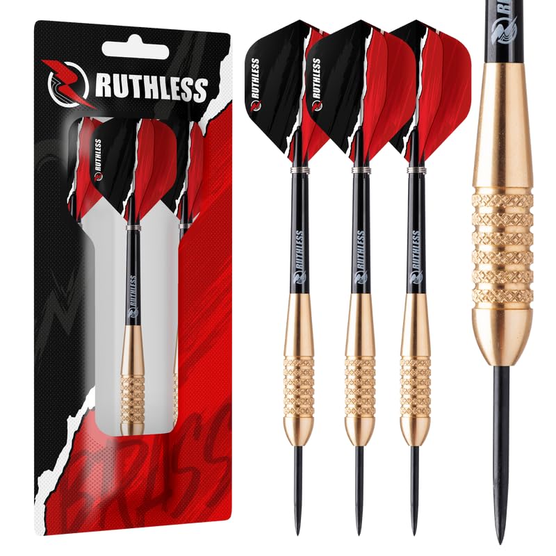 RUTHLESS Eagles | Steel Tip Brass Darts Set with Knurled Barrel Design, Dart Flights and Stems Included (D0456)