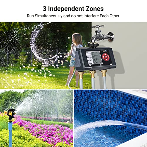 DEWENWILS Sprinkler Timer 3 Zone, Water Hose Garden Irrigation Timer ...