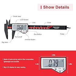 Digital Caliper, 0-6" Electronic Caliper Auto - Off