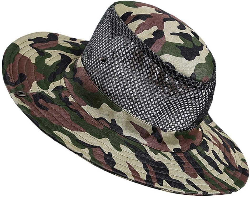 yerflew Men Summer Outdoor Sun Protection Military Camo Fishing Boonie