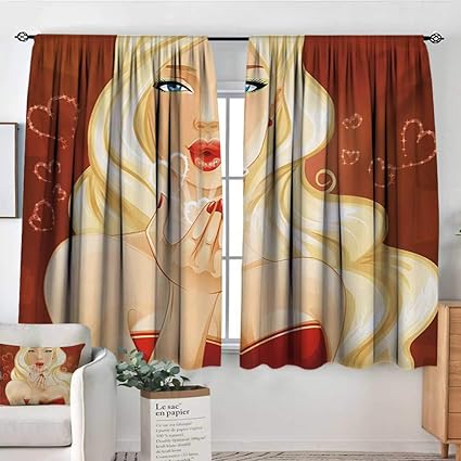 Amazon Com Mozenou Kiss Room Darkening Curtains Beautiful Young