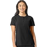 WonderWink Womens Mandarin Collar Tuck-in Top Medical Scrubs Shirt, Black, X-Large US