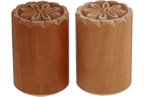 GARVALON 2Pcs Wooden Dough Stampers for Baking Paste Decoration Food-Safe Pattern for Mooncakes Pastry Buns
