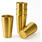 HOEGMST 5 Pack 18.6 oz Stainless Steel Insulated Cup, Double Wall Vacuum Small Metal Cup, Reusable Camping Cups Unbreakable Indoor Outdoor for Party, Home, Office, BBQ, Gold