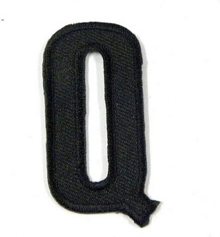 Letter Patches Q English Capital Letter Character Alphabet 50mm Black Stripe Iron On Patch Embroidered Shirt Hat Clothing Jeans Jacket