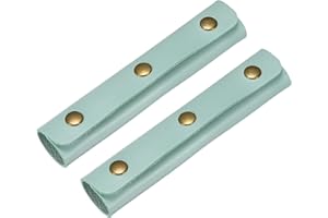 TIXIPEM Leather Handle Wrap [2PCS] - Handbag Handle Wrap Cover with 3 Metal Clasps Use for Suitcases & Bags & Shopping Totes & Wallets - [Blue-5IN/13CM] Soft Purse Strap Pad