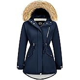FASRYKOC Women's Fur Hood Winter Parka Thicken Winter Jacket Coat Hooded Puffer Coat with Removable Fur Trim