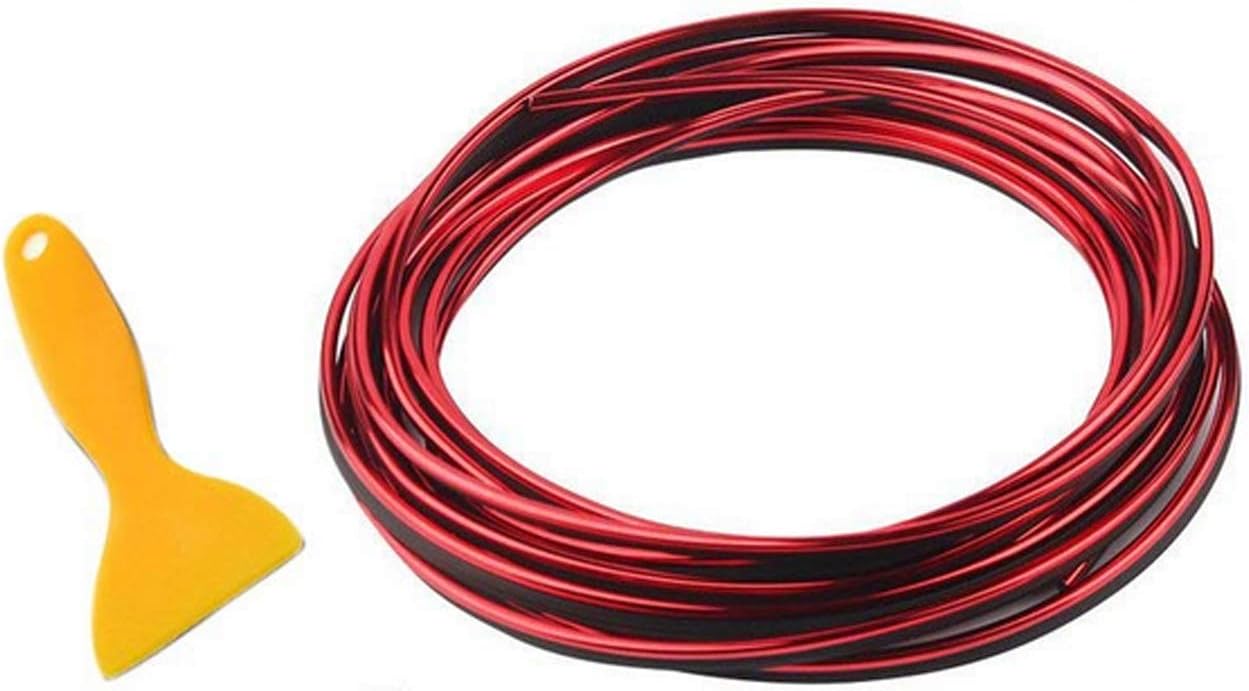 Car Edging Trim Moulding Strips16.4ft Gap Filler Decorative Flexible Interior Moulding Trim Strip Line Universal Gap Garnish Accessory with Installing Tool (5 Colors) (red)