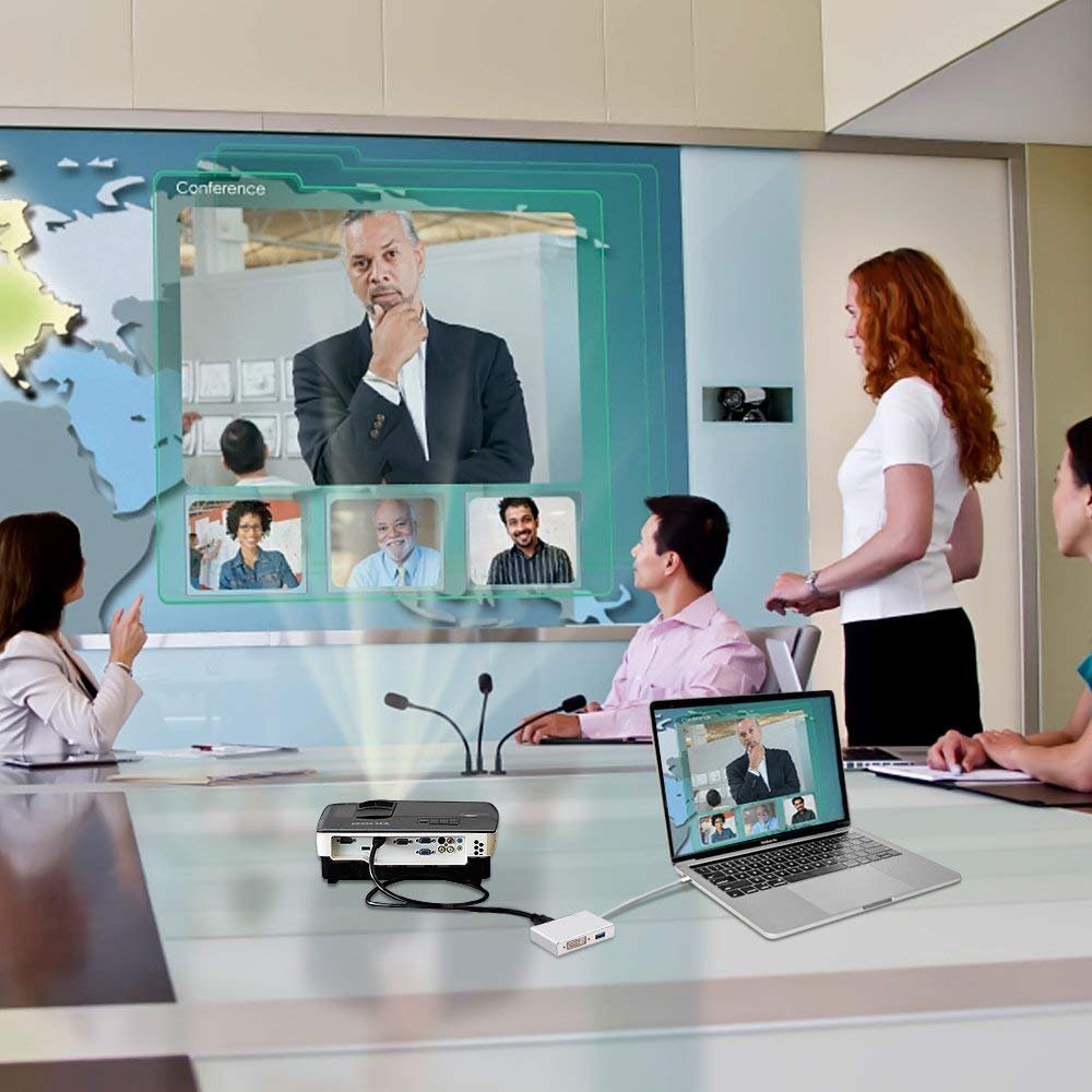 WU-MINGLU Thunderbolt 3 zu HDMI Adapter,4 in 1 Typ C zu HDMI DVI(4k*2k) VGA USB 2.0 USB C Multiports Konverter Ultra HD Display USB 3.1 Hub für MacBook/MacBook Pro,Samsung S8/S8+/S9,Dell XPS und mehr