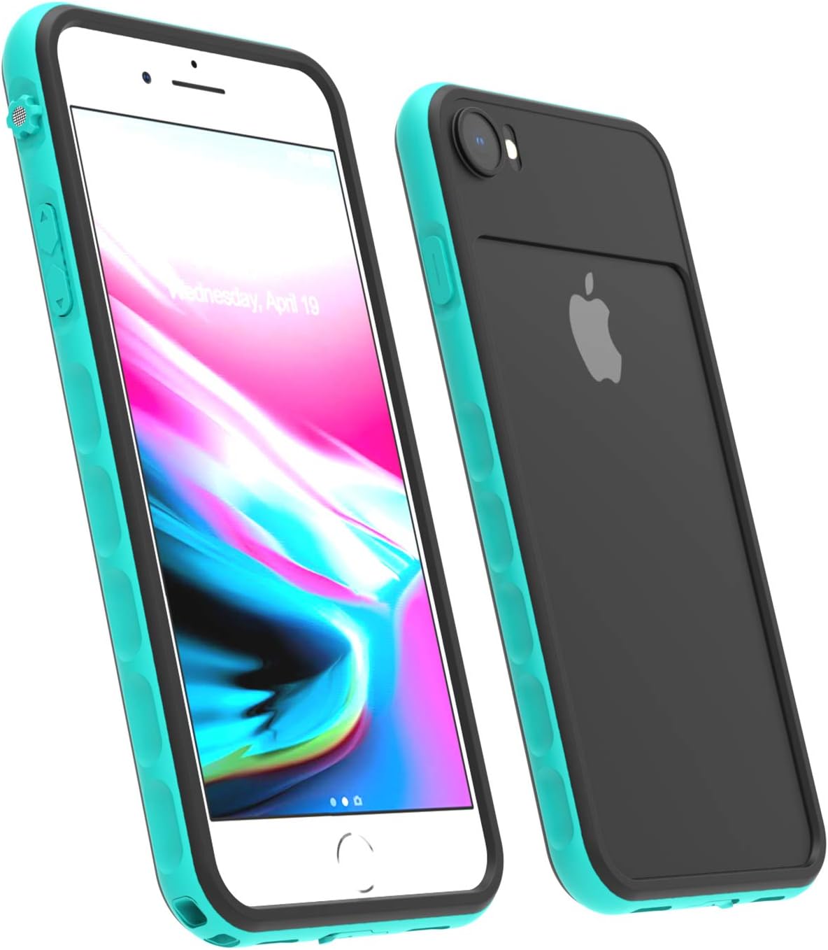 EFFUN iPhone SE 2020 Waterproof Case, iPhone 7/iPhone 8 Waterproof Case, IP68 Certified Waterproof Dirtproof Snowproof Shockproof Case Fully Sealed Underwater Cover Black/Aqua Blue