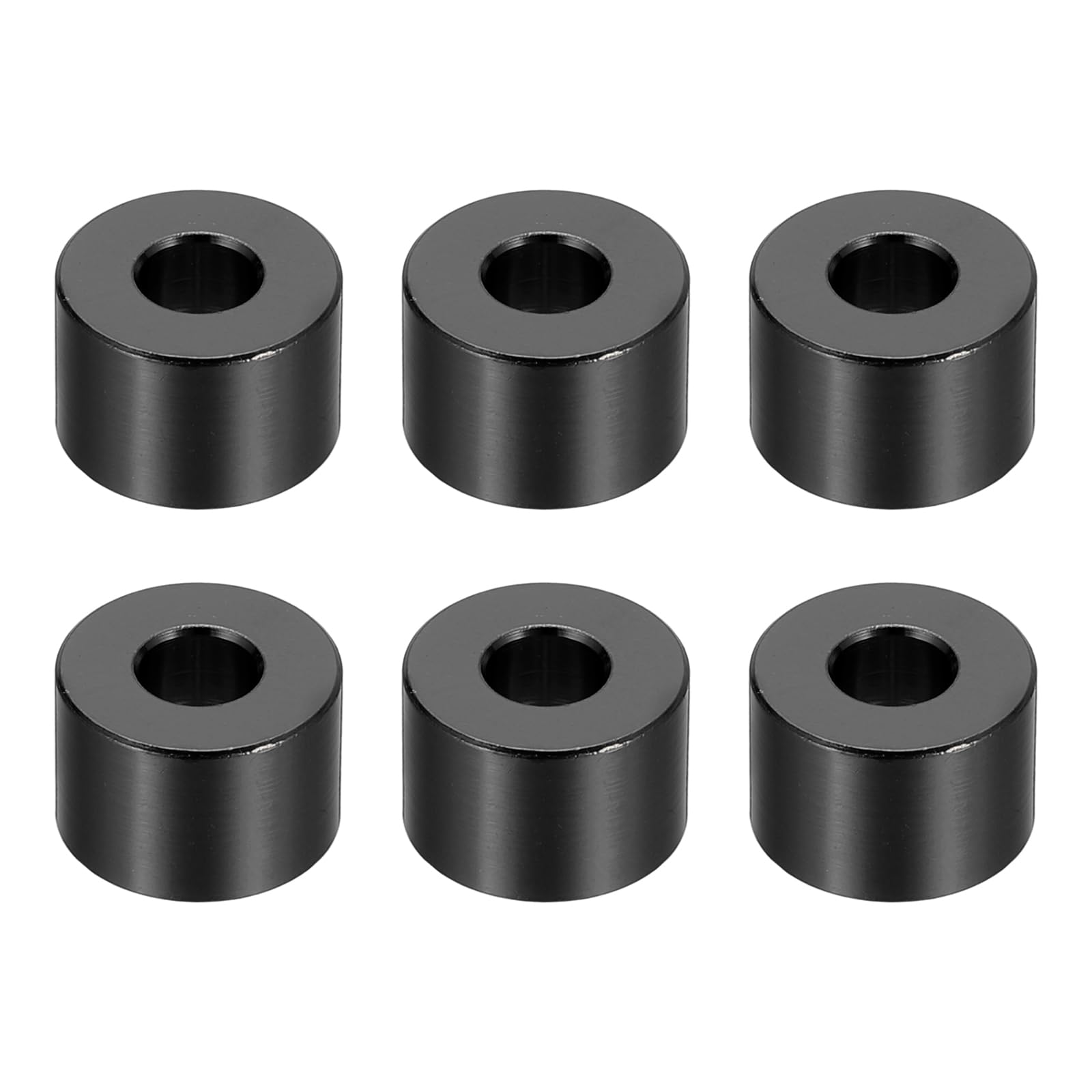 PATIKIL M6 Aluminum Spacers, 6 Pcs Metal Spacers Aluminum 6.2mm ID x 15mm OD x 10mm L Aluminum Spacer Screw Standoff Round for 1/4" or M6 Screw Bolts,Black