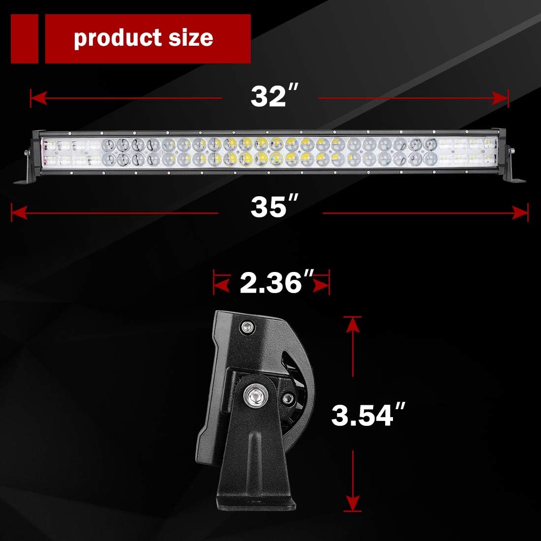 32'' LED Light Bar DWVO 390W Straight 48000LM Upgrade Chipset with 8ft Wiring Harness for Offroad Driving Fog Lamp Marine Boating IP68 WATERPROOF Spot & Flood Combo Beam Light Bars: Automotive