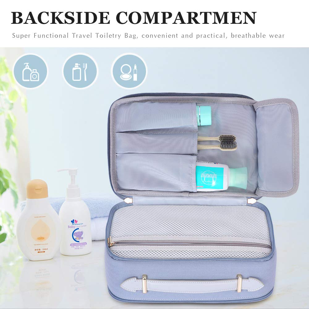 FYY Toiletry Bag, Travel Cosmetic Bag Wash Gargle Bag Large Capacity Zippered Organizer with Top Handle for Men Women Blue : Beauty
