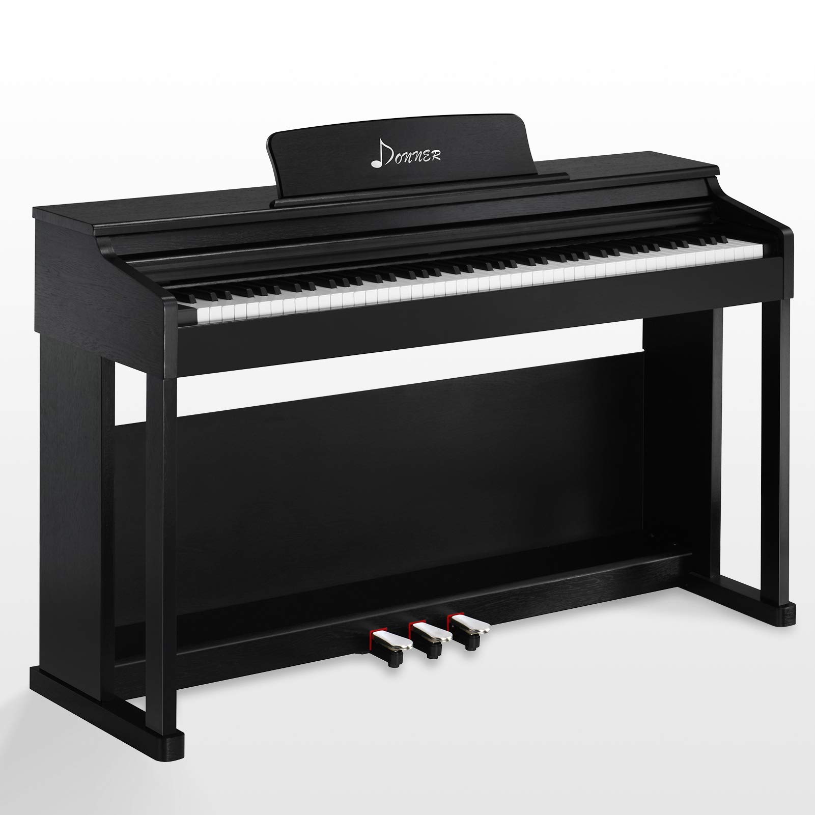 Upright Digital Piano, Donner DDP-100 88 Keys Digital Piano Home Keyboard Bundle with Furniture Stand and Triple Pedals for Beginners Hobbyists, Dark Brown