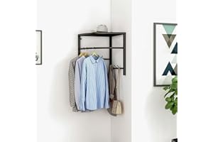 Industrial Pipe Clothing Rack, Wardrobe Assistant Corner Garment Racks,Heavy Duty Wall Mounted Corner Garment Rod,Corner Hang