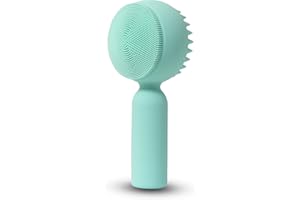 MTBOI Silicone Facial Cleansing Brush 2 in 1 Silicone Facial Scrubber Manual Exfoliating Facial Brush Face Cleanser Face Exfoliator Ultrafine Bristles for Sensitive Skin Easy to Clean Lather Well (Green)