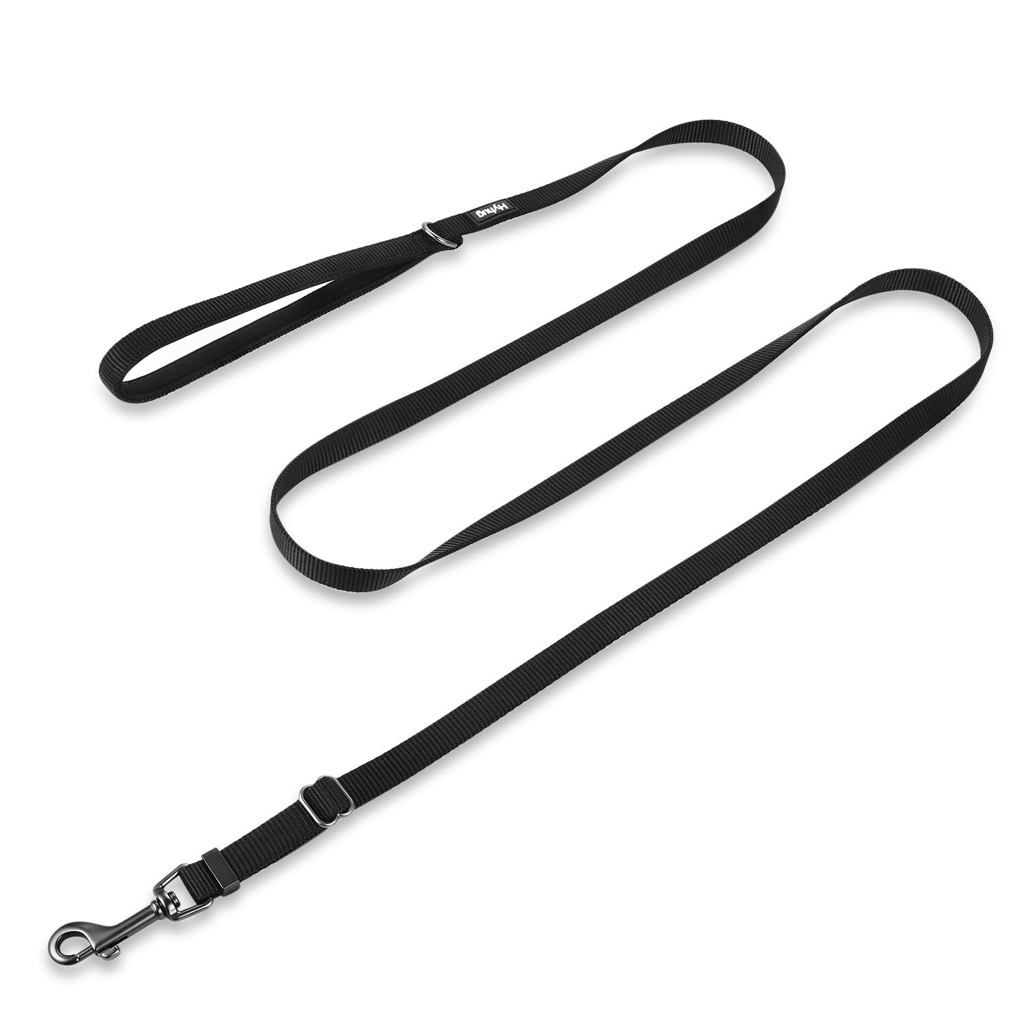 Hyhug Pets Upgraded Adjustable Between 4 Feet and 6 Feet Lead with Sturdy Nylon and Super Soft Neoprene Handle for Small Dogs Daily Use Walking and Training. (Small, Obsidian Black)