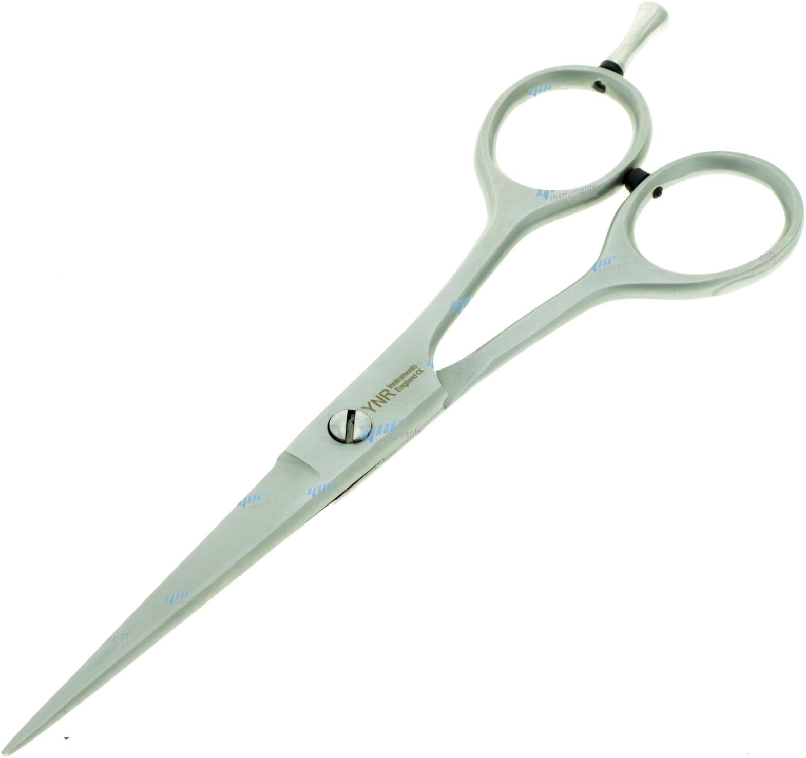 YNR England Hairdressing Barber Hair Scissor for Professional Hairdressers Barbers Stainless Steel Hair Cutting Shears - For Salon Barbers, Men, Women, Children and Adults (Silver Straight 6")