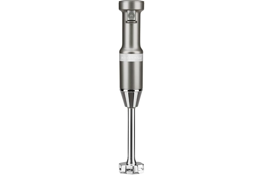 KitchenAid Variable Speed Corded Hand Blender, KHBV53, Contour Silver | Removable 8" Blending Arm, Blending Jar with Lid, BPA Book