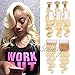 Dorabeauty #613 Blonde Human Hair Bundles 4×4 Lace Closure with 3 Bundles Body Wave Remy Human Hair Weave (20